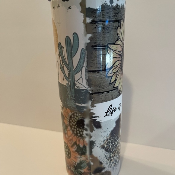 Life is tough Darlin tumbler. 20 oz. Western  with straw and sliding lid - Picture 4 of 4